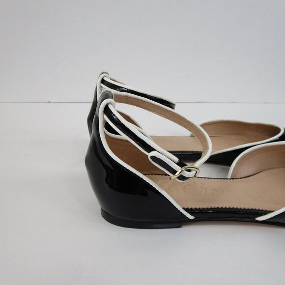 J. Crew Womens Black Patent Leather Piped Ballet Ankle Flats Size 8.5 - Picture 6 of 9